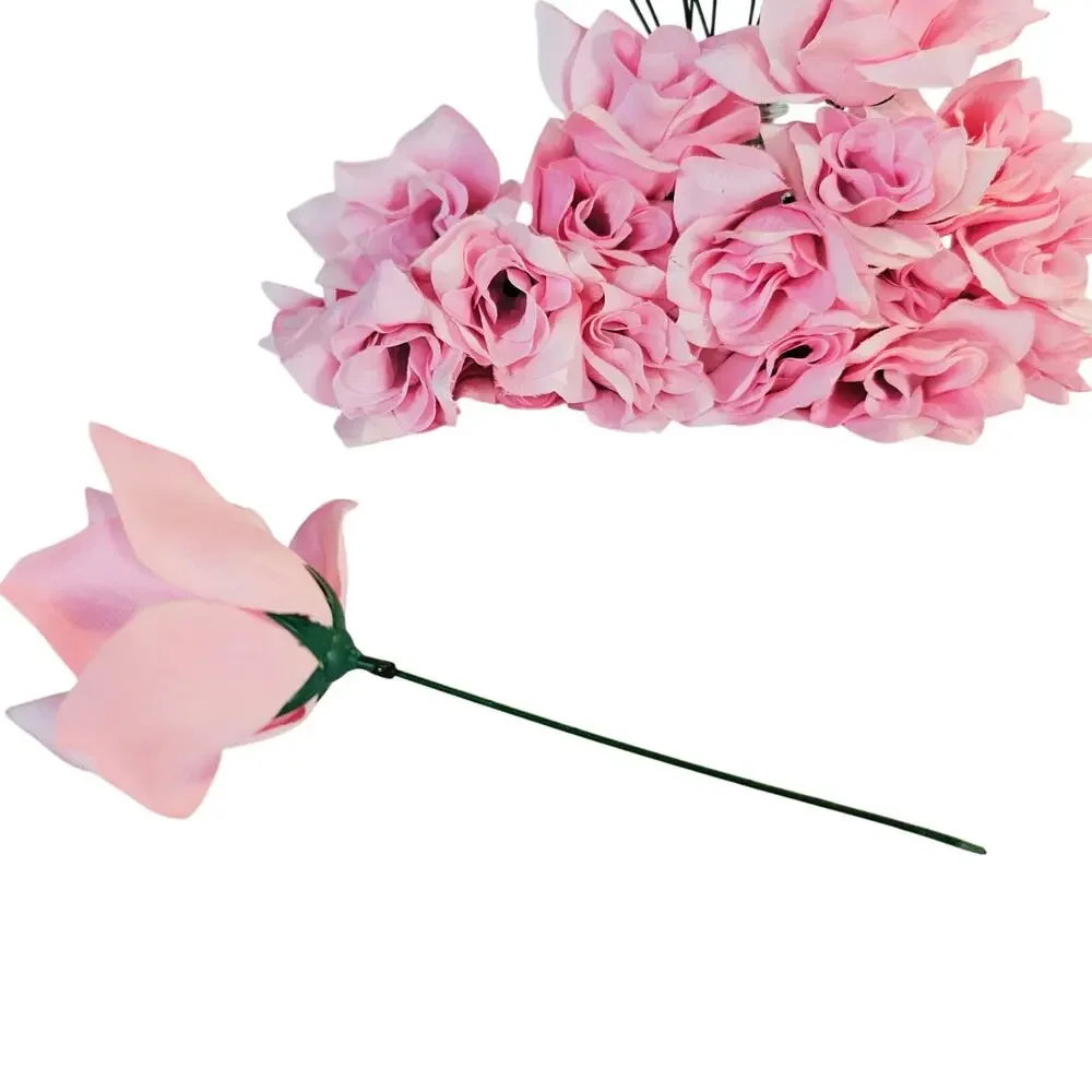 Pink Artificial Rose Stems 30pc Flowers Wedding Floral Decor Craft Supply Lot